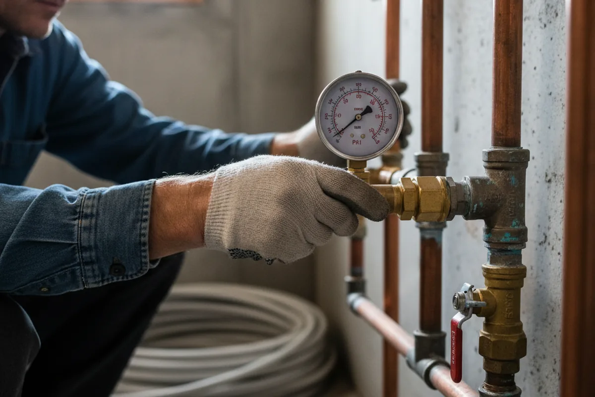 Pressure testing a repaired line during Water Line Repair in Grand Rapids